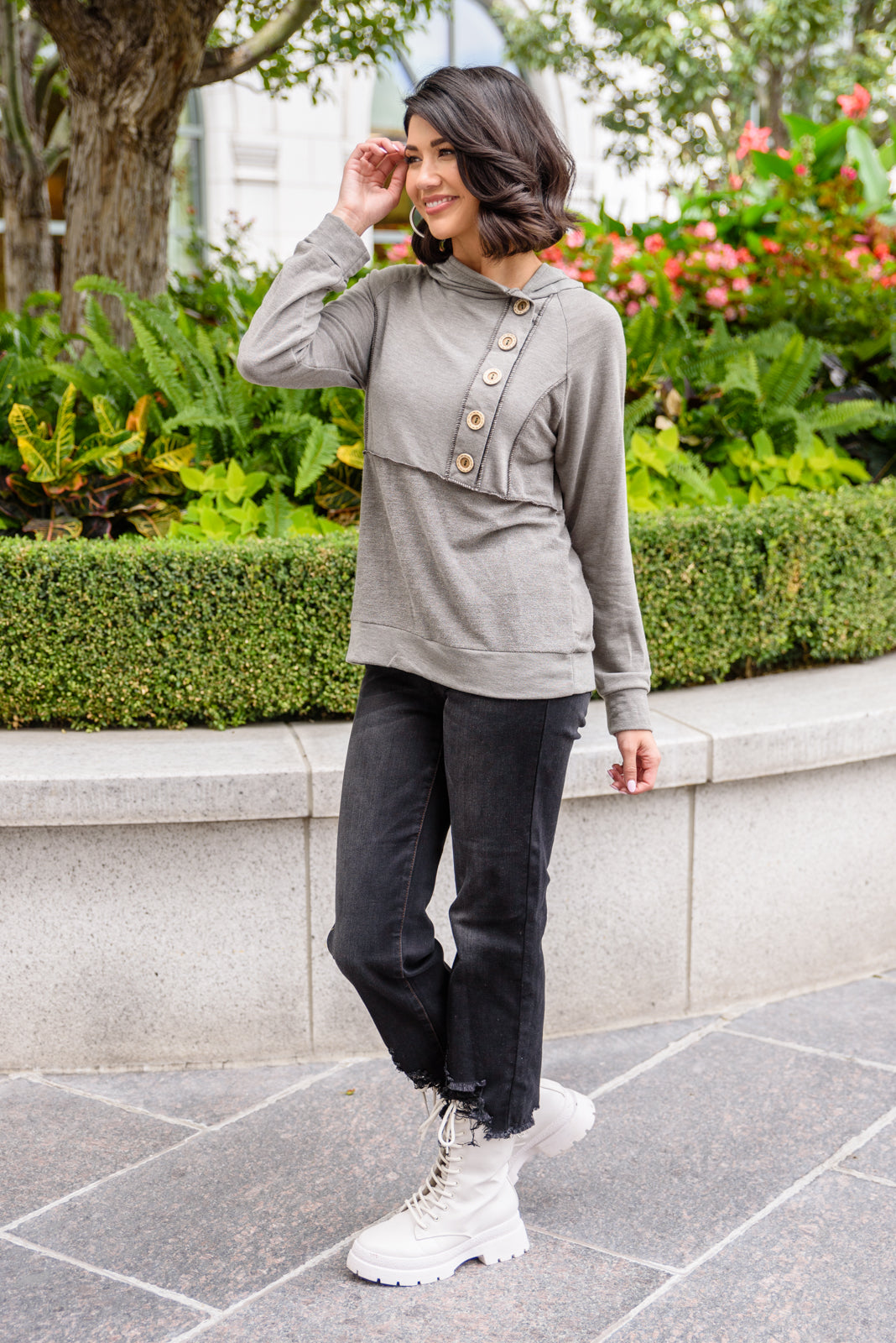 Side Step Long Sleeve Top