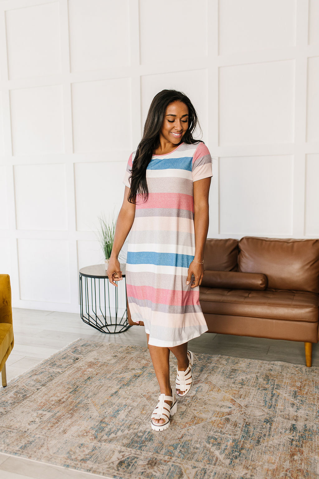 Simple Moments Striped T Shirt Dress