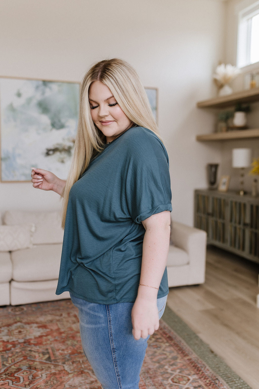 So Good Relaxed Fit Top in Dark Teal