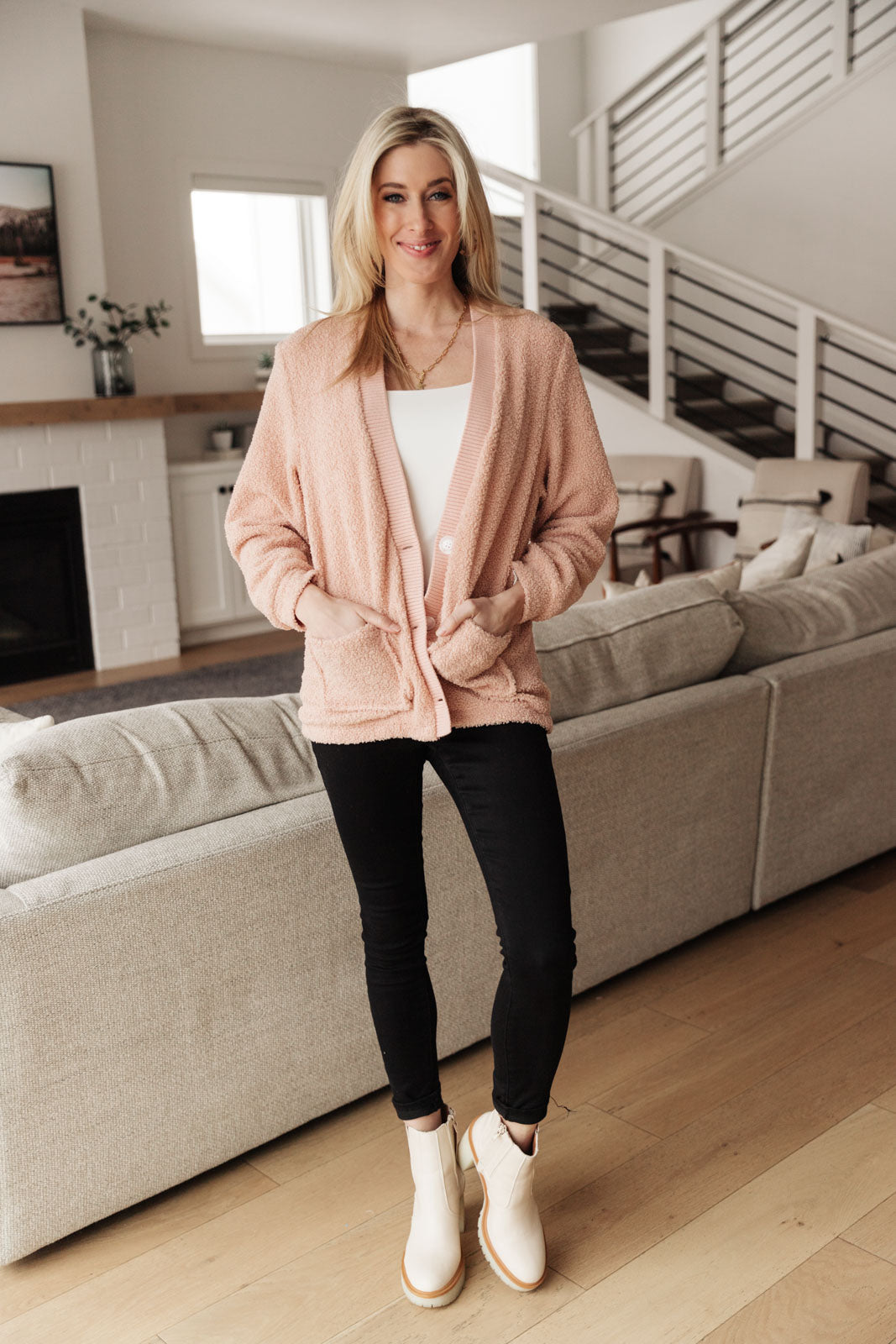 Start The Trend Cardigan in Blush