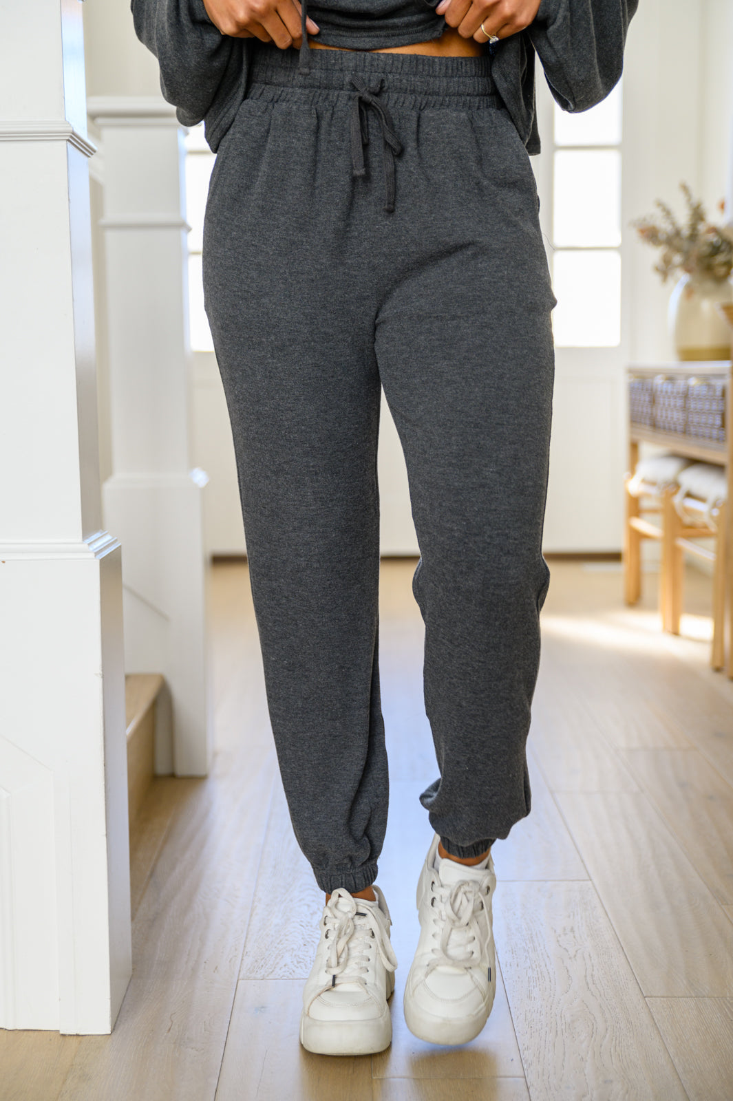 Stay Right Here Soft Knit Joggers In Charcoal