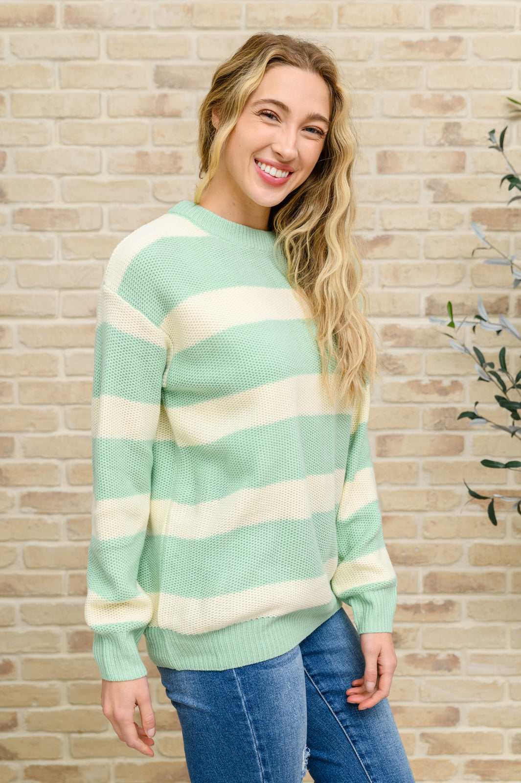 Striped Top In Sage