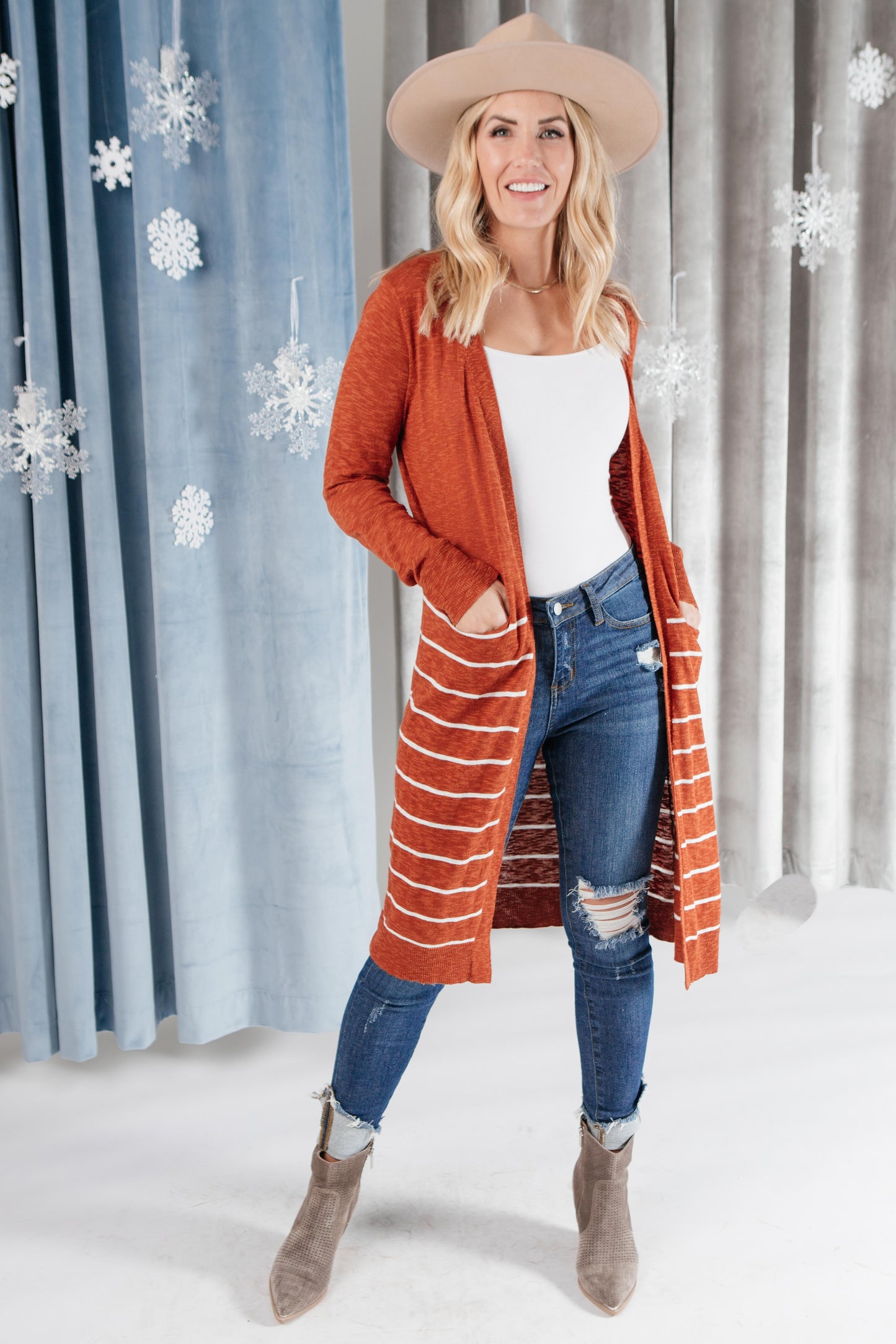 Stripes And Rust Cardigan