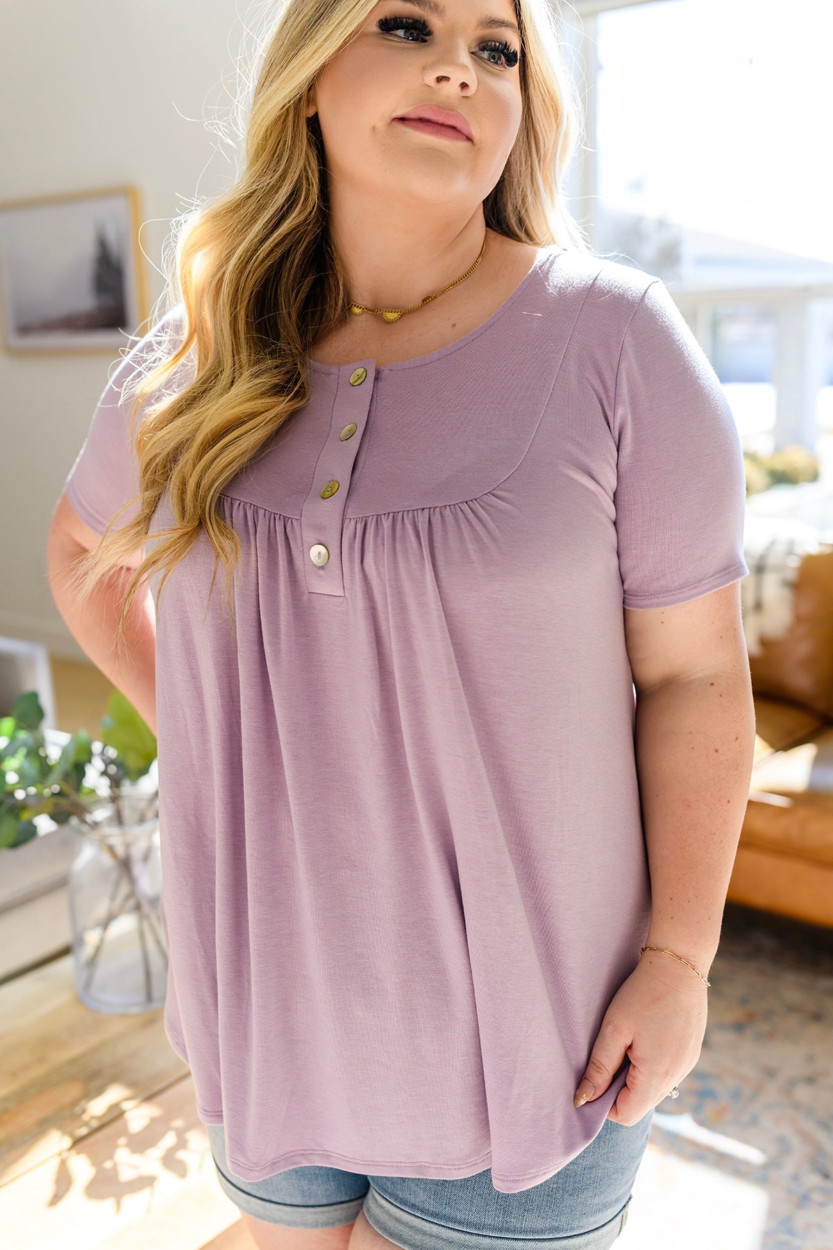 Sweet Symphony Button Detail Top