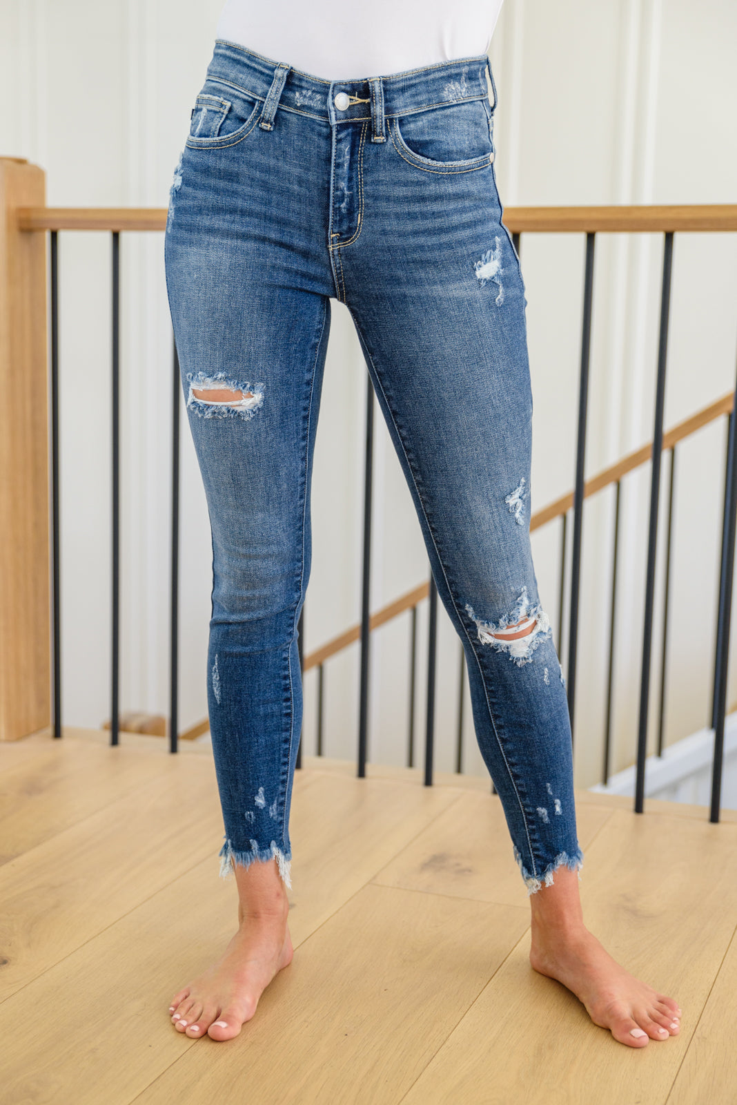 Tamara Mid Rise Raw Hem Jeans