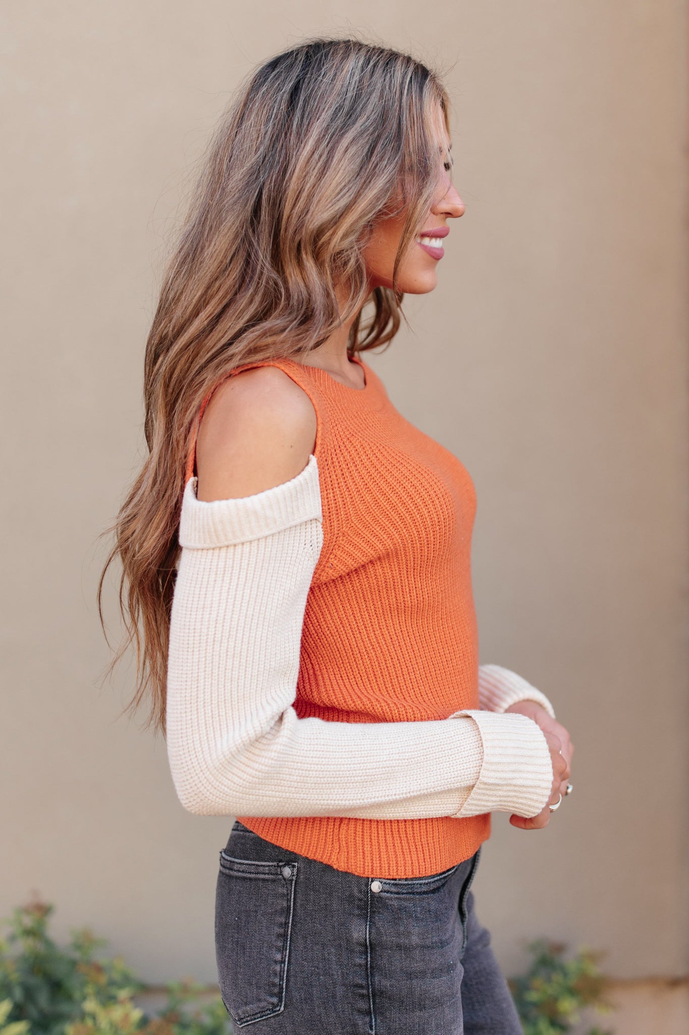 The Ellie Drop Shoulder Top in Pumpkin