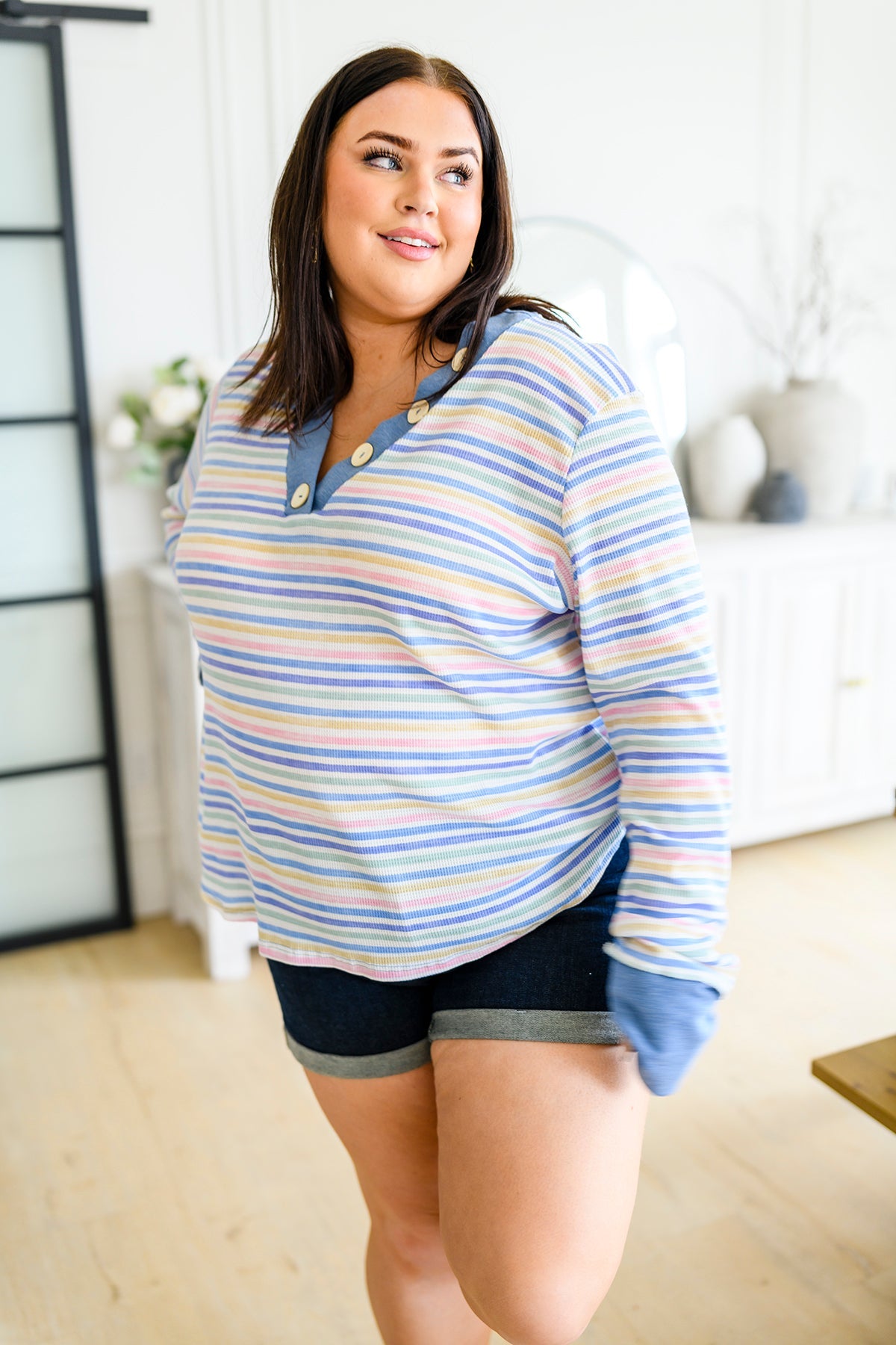 Untroubled Striped Long Sleeve Top