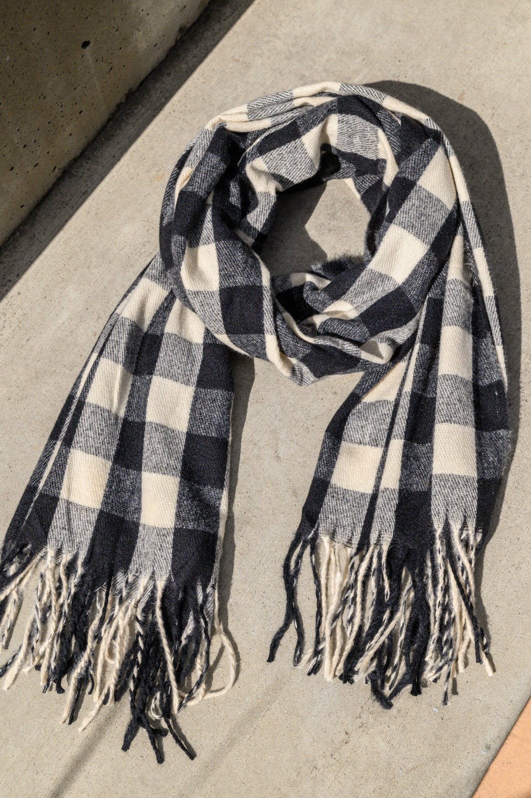 Way Back Buffalo Check Scarf In Black