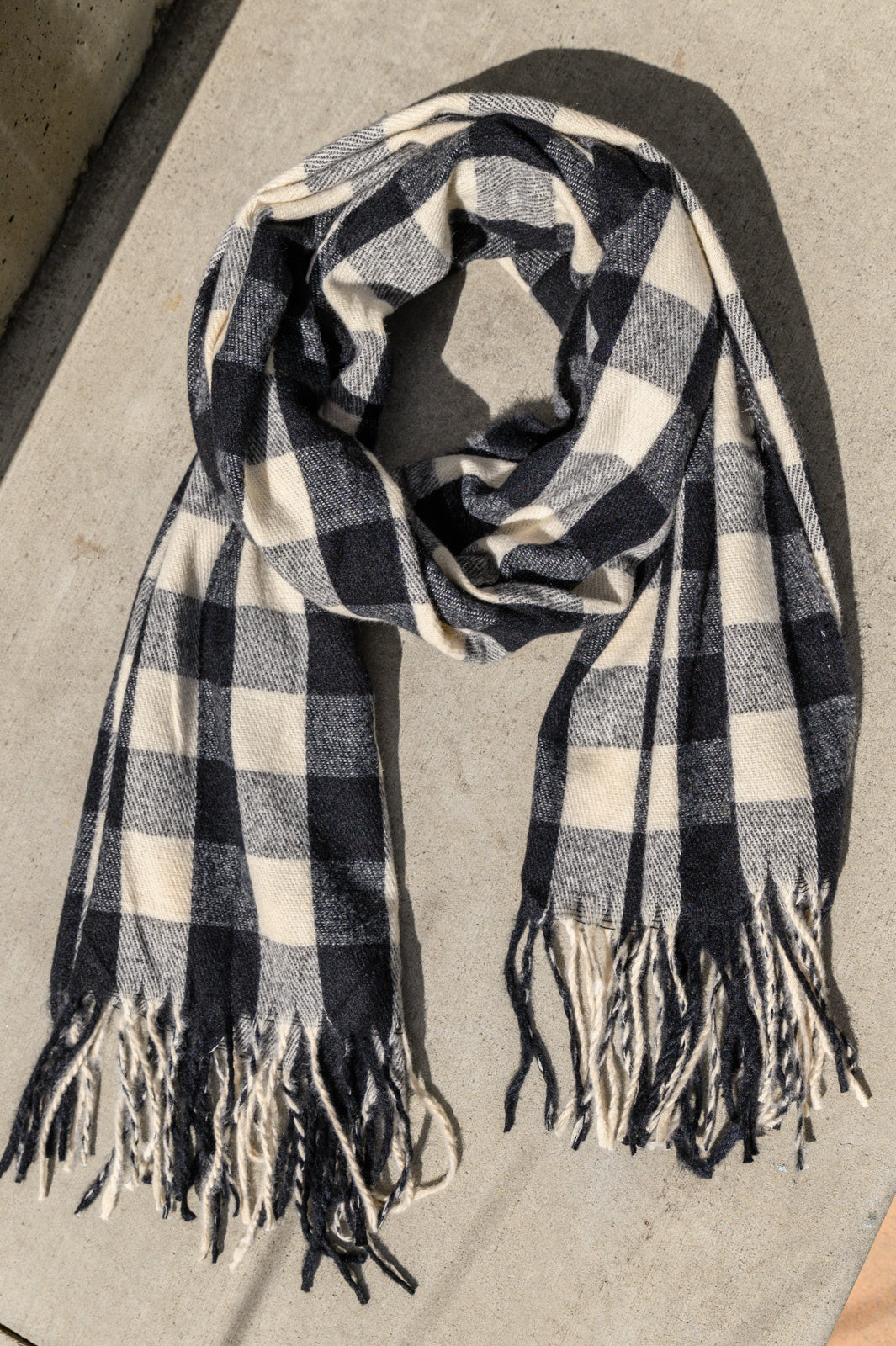 Way Back Buffalo Check Scarf In Black