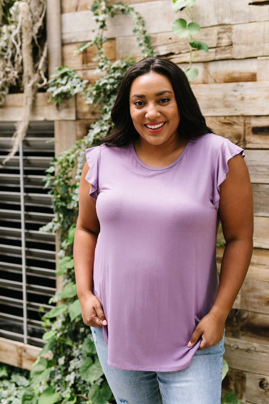 All A Flutter Lavender Top